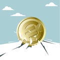 The euro coin broke through the ground. Royalty Free Stock Photo
